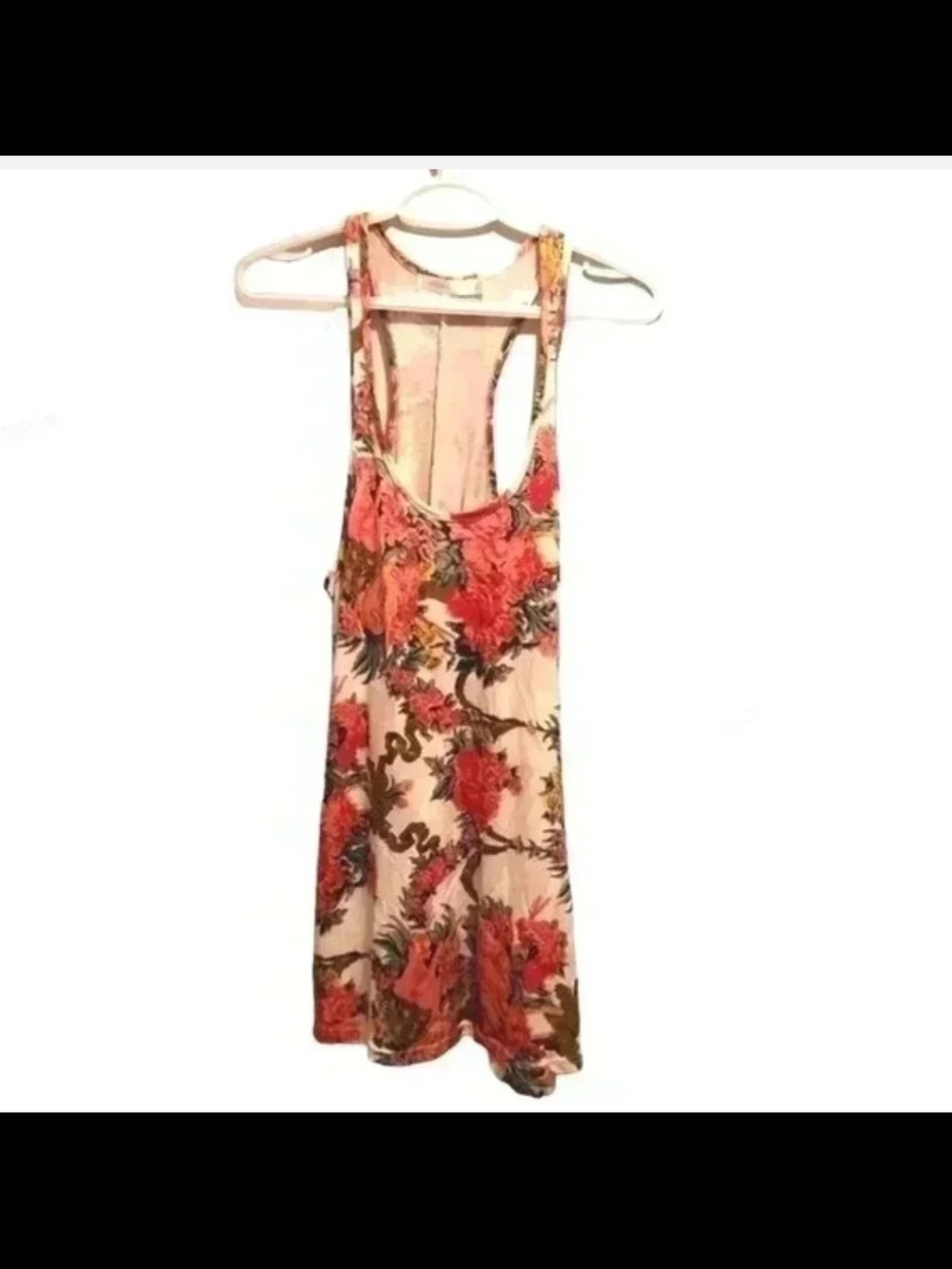 MINKPINK Floral Racerback Dress in Cream with Pink and Green Print